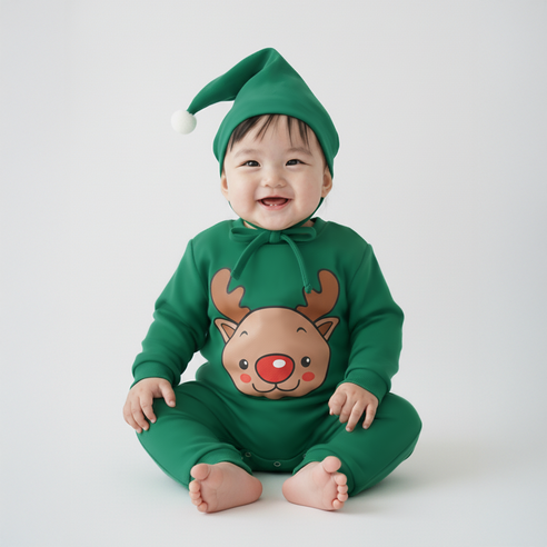하트베이비 아기 산타 루돌프 크리스마스 꼬깔 수트