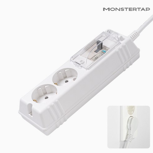 몬스터탭 국산 4000W 고용량 고전력 에어컨 건조기 세탁기 멀티탭 슬림 납작 플러그, 1개, 배선차단 2구 화이트, 5m
