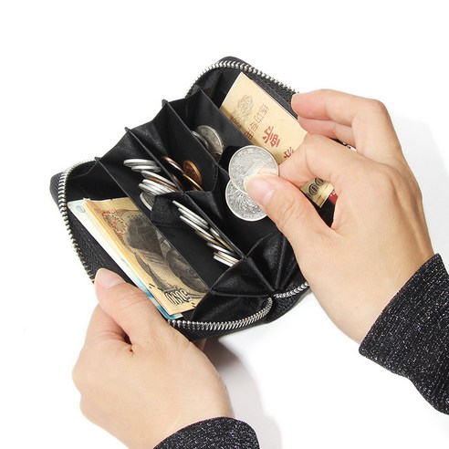 솔바인 도난방지 RFID 차단 일본 엔화 대용량 동전지갑 손목 스트랩형