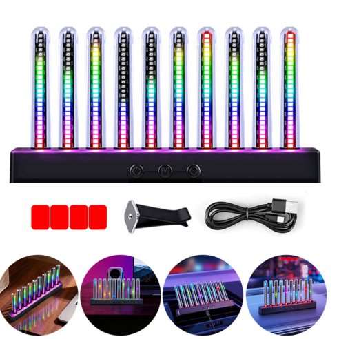차량용 에어컨 벤트 클립 차안 음향 감응 차안 LED 다채로운 RGB 무드등 효과 USB, 1세트