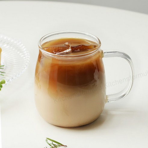 멜로허니 내열유리 머그 감성컵 300ml, 4개, 투명