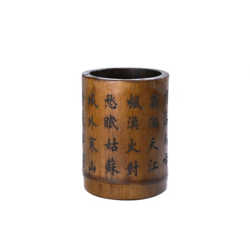 博古珍藏莫友芝款竹雕題字筆筒593公克老件文物, 1個, 棕色- 優惠推薦