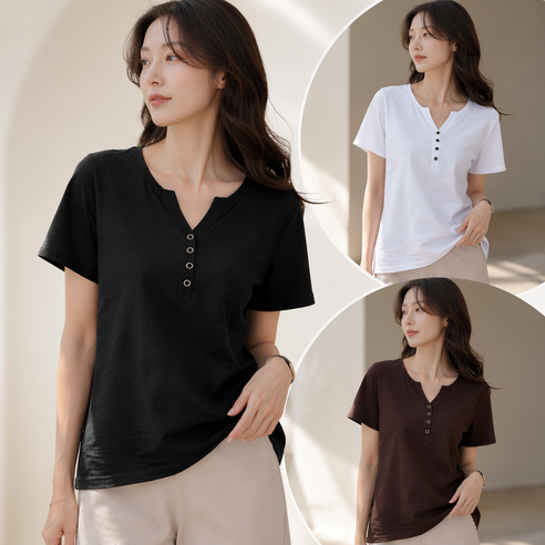여성 반팔티 1+1+1 세트 3개입 루즈핏 빅사이즈 여름 데일리 얇은 시원한 반팔 티셔츠