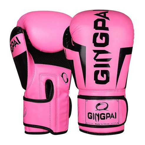 GINGPAI 권투 글러브 타이 트레이닝 글러브 격투 무술 장갑 6-12oz GG1H, 1세트, 핑크