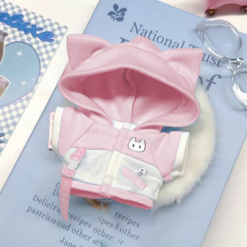 모카돌 10cm 20cm솜인형옷 고양이 후드 자켓, 1개, 핑크