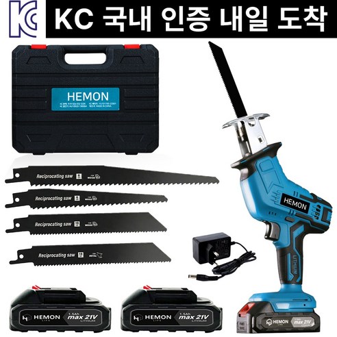 헤몬팜 무선 컷소 전동 톱 전동 전기톱 리튬이온 대용량 배터리 세트, 2개
