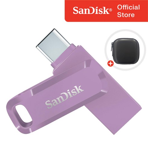샌디스크 USB 메모리 울트라 듀얼 고 C타입 SDDDC3 라벤더 퍼플 + 보관 케이스 패키지, 1개, 256GB 1개, 256GB