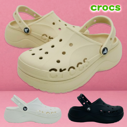 CROCS 정품 크록스 여성 바야 플랫폼 클로그 키높이 슬리퍼 샌들 사무실 정품악세사리