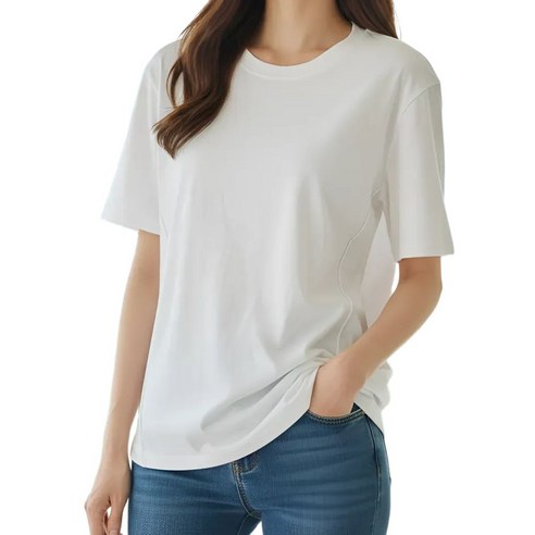 바이엘라 여성 루즈핏 반팔 티셔츠 여름 베이직 무지 오버핏 빅사이즈 체형커버 박스티