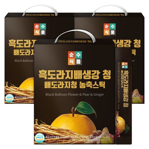 순수식품 흑 도라지 배 생강 청 스틱 300포(3박스) 실속형 대용량 1... 실사용 후기 | 효과 있을까? - 상품 이미지 1