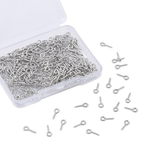 나사형 9자 고리 핀 280pcs, 1개, 1칸 실버