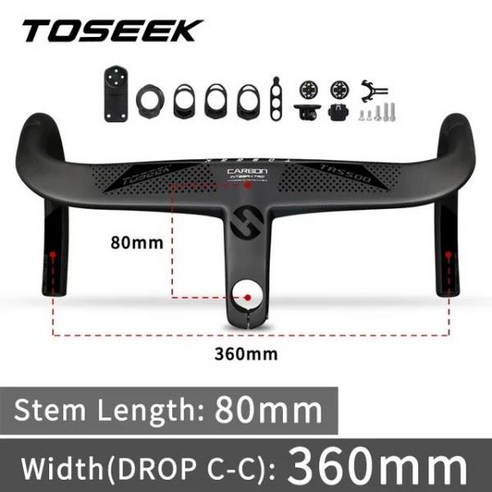 자전거 프레임 카본 TOSEEK 통합 핸들바 T800 탄소 섬유 로드 바이크 28.6mm 초경량 드롭 스템 부품 TR5500 ...