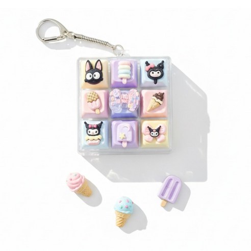 캐릭터 키캡 키링 만들기 세트 9구 DIY 키링 만들기 키트 공예 재료 본드 포함 풀세트, 1개, 옵션1
