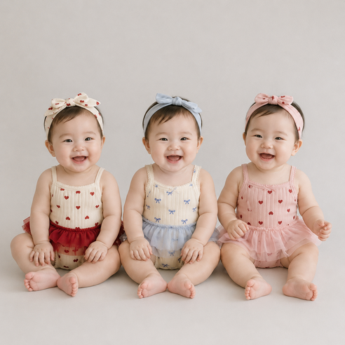 로이앤한나 예쁜 3개월 6개월 9개월 신생아 돌 여아 여자아기 북유럽풍 골지 튜튜 나시슈트