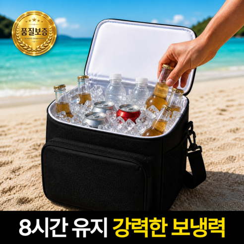 루지스 캠핑 피크닉 아이스 쿨러 보온 보냉백, 1개, 다크블랙
