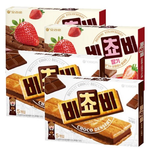 오리온 비쵸비 딸기 125g x2개 비쵸비 초코 125g x2개 (총4개), 125g, 4개