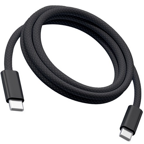 240W PD 초고속 충전 패브릭 C타입 to C타입 케이블, 1개, 블랙, 3m