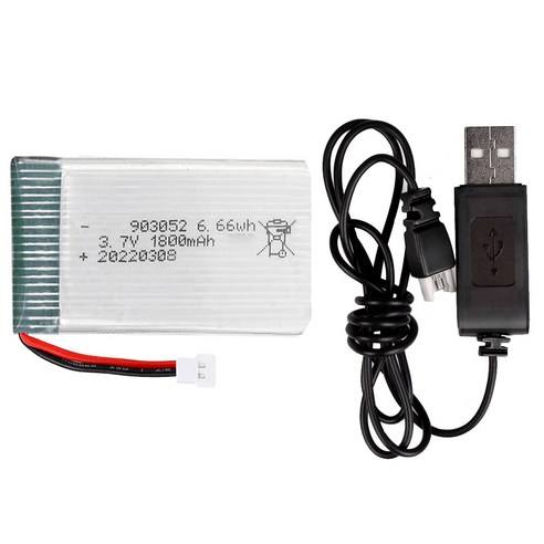 올칩 드론 배터리 3.7V 1800mAh USB 충전기 세트 SYMA X5 X5C X5S 시리즈 호환 부품, 1개, (X5C) 1800mah1개+USB충전기1개