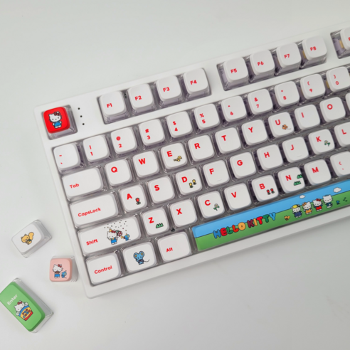 MAS 푸딩 크레용 헬로키티 키캡 PBT 염료승화 영어 한글각인 (122키)