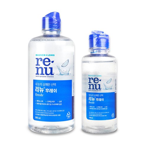 바슈롬 리뉴 후레쉬 355ml *1개 +바슈롬 리뉴 후레쉬 120ml*1개 렌즈세척액, 1세트, 355ml + 120ml