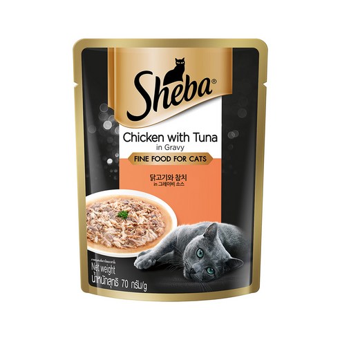 쉬바 1세 이상 고양이 간식 파우치, 닭+참치, 70g, 1개
