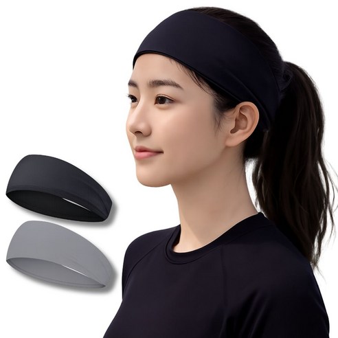 로로포우 프리다이빙 헤어밴드 스노쿨링 스포츠, 2개, 블랙+그레이