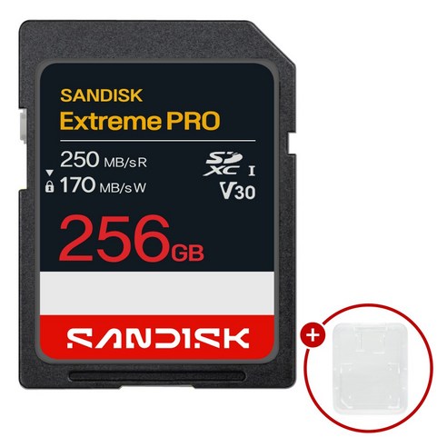 샌디스크 익스트림 프로 SD메모리카드 Extreme PRO UHS-I SDXXJ+ SD카드 케이스 패키지, 1개, 256GB