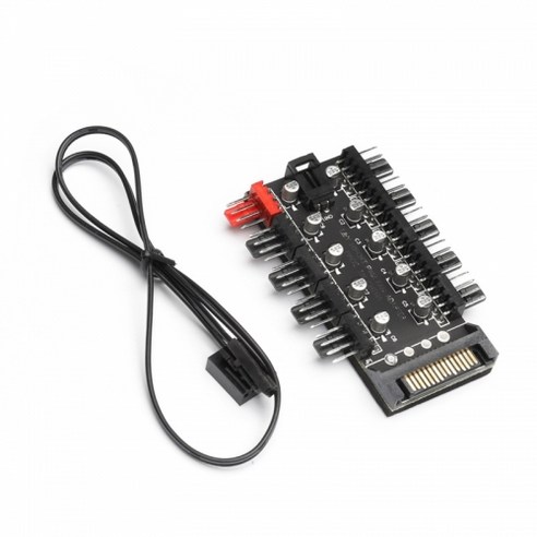 PWM 팬 허브 컨트롤러 - 1 to 10 분배기 - SATA 전원 - 4핀 PWM 메인보드 연동4PIN 전원 케이블 정리