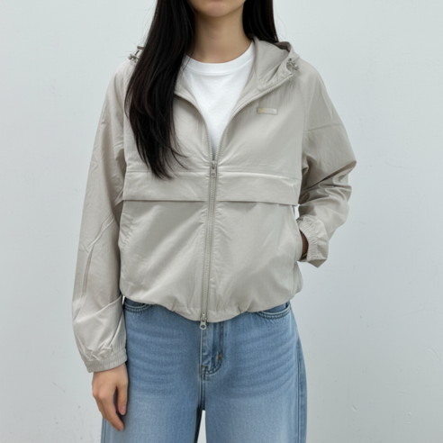 내셔널지오그래픽 여성 바람막이 자켓 우븐 경량 자외선차단 후드 집업 점퍼 러닝복 헬스복 등산복