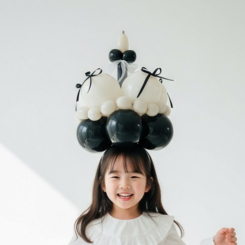 연지마켓 풍선케이크모자 DIY 만들기 생일케이크풍선, 풍선케이크 블랙베이지, 1세트