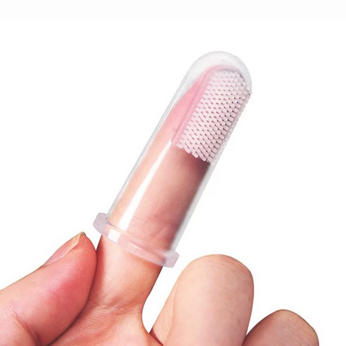 강아지 손가락칫솔 입냄새제거 치석제거 미니칫솔 2P, 1개, 투명 실리콘