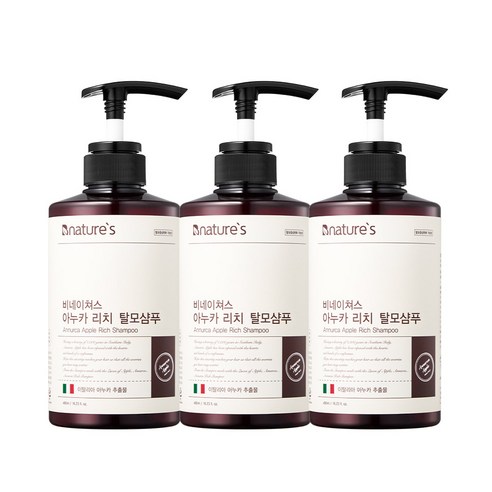 비네이쳐스 아누카리치 샴푸480ml (3개) 아누카샴푸 아누카탈모샴푸, 480ml, 3개