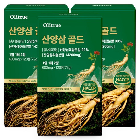 [정품] 산양삼 컷 골드 99%, 3개, 120정