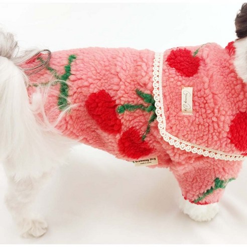 강아지 세라자켓 체리패턴 [자카드덤블원단]