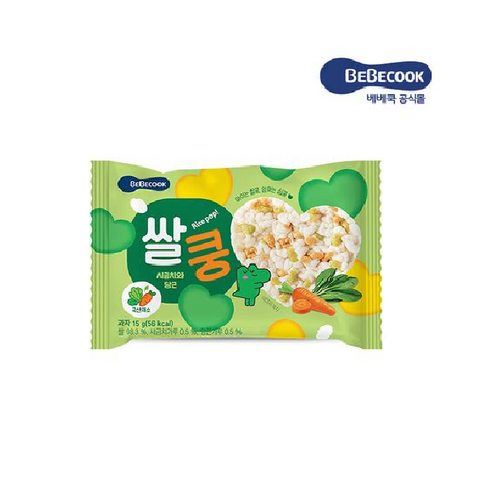 베베쿡 쌀쿵 시금치와 당근, 혼합맛(시금치/당근), 15g, 1개