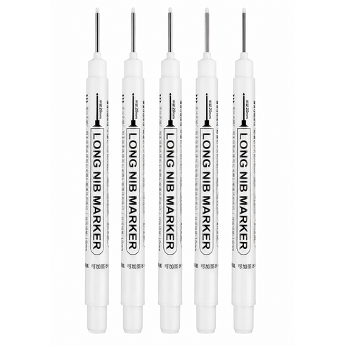 일상채움 공업용 산업용 작업용 20mm 긴촉 마카펜 5개 세트, 1세트, 화이트 5개