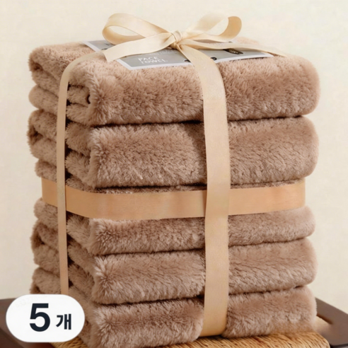 Ataasha 호텔수건 10장 고급 세면 타월 선물 포장 울트라 소프트, 5개, 갈색