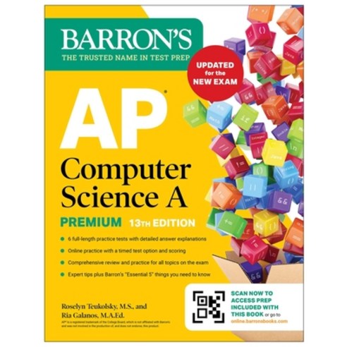 (영문도서)AP Computer Science a Premium 13th Edition: Prep Book with 6 Practice Tests + C... Paperback, Barrons Educational Services, English, 9798349700354