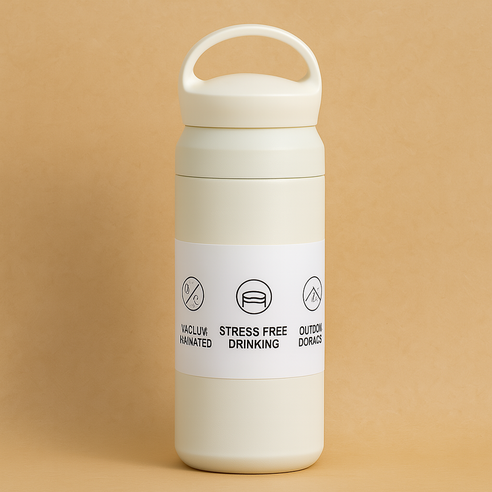 레디박스 손잡이 스탠 텀블러 진공 보온 보냉 이중컵 캠핑용 물병 아이스 워터보틀, 1개, 500ml, 아이보리