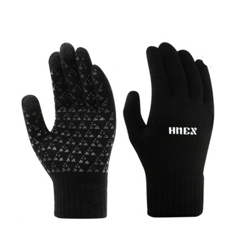 HNEX 스마트폰 터치 방한 논슬립 스포츠 니트 장갑, 블랙, 1개