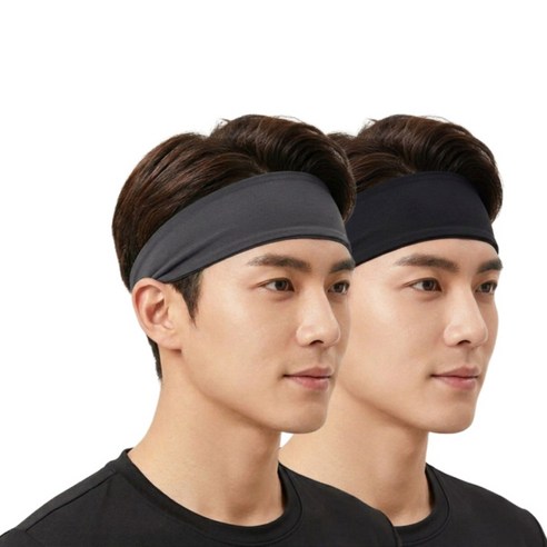 심플해븐 스포츠 러닝헤어밴드 땀흡수 헬스 남녀공용, 블랙+진회색, 1개