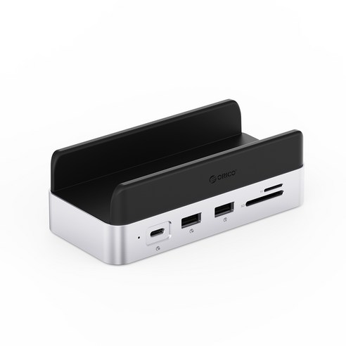 오리코 MiniDock USB3.2 Gen2 RJ45 HDMI C타입 맥미니 M4 SSD확장 스토리지 스탠드 VS10, 0GB, 실버