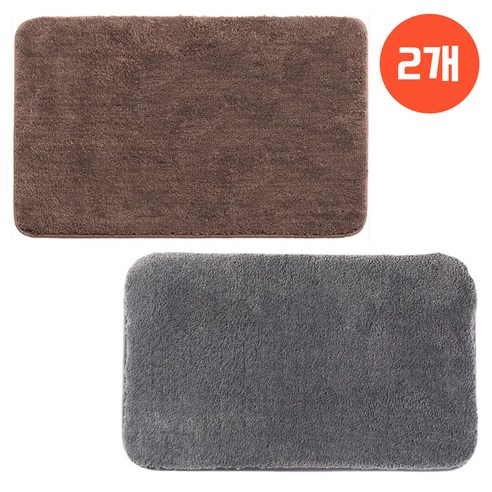루보르 1+1 빨아쓰는 미끄럼방지 푹신한 욕실 발매트, 그레이+브라운, 도톰 버전 (3cm)