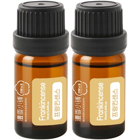 1+1 천연 100% 아로마 오일 에센셜 만향소포 PETA 비건 아로마테라피, 2개, 10ml, 프랑킨센스 에센셜오일