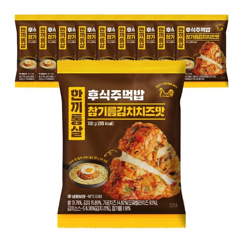 한끼통살 후식주먹밥 참기름 김치치즈맛, 100g, 10개