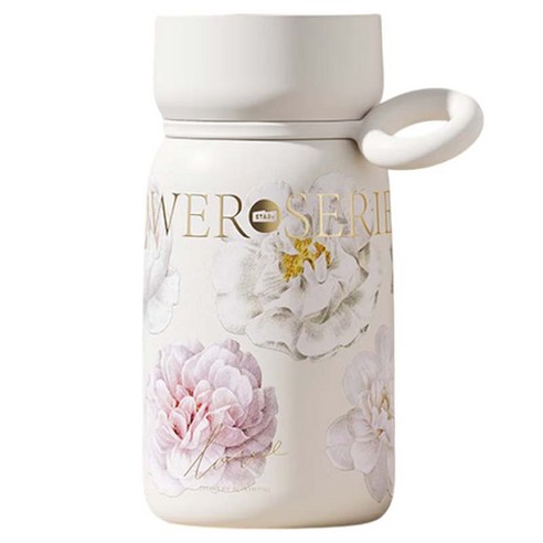 스타플러스 플라워 시리즈 316 스테인리스 미니 보온 텀블러, 1개, 350ml, 화이트