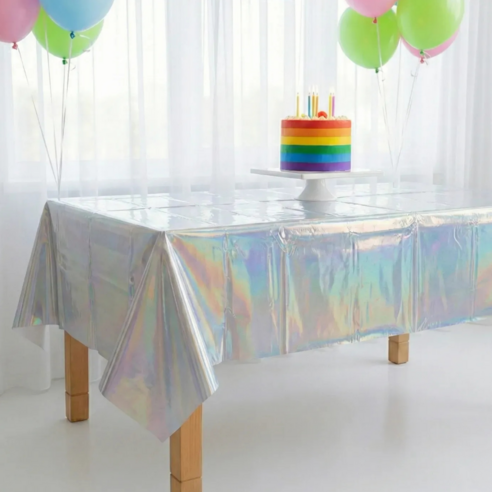 디어이브 생일파티 식탁보 반짝이는 홈파티 테이블보, 1개, 홀로그램