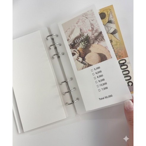 알록달록소품샵 현금생활챌린지 감성속지저축 + 아크릴 다이어리커버 세트구성, 1세트, 물결바인더+실버링+100만원