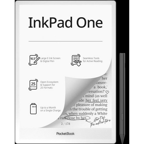 PocketBook InkPad One 10.3인치 E Ink 화면 스타일러스로 능동적인 독서 필수 필기 도구 블루투스 텍스트 음성 변환 지원 스마트 light 25가지 파일
