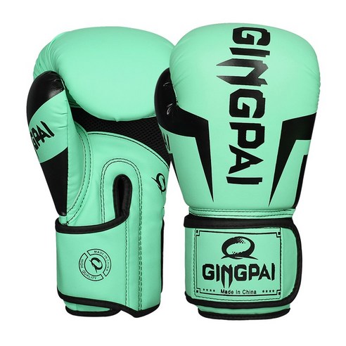 GINGPAI 권투 글러브 타이 트레이닝 글러브 격투 무술 장갑 6-12oz GG1H, 1세트, 라이트 그린